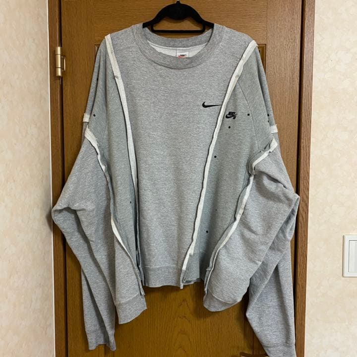 nike 再構築 ドッキング スウェット トレーナー グレー リメイク