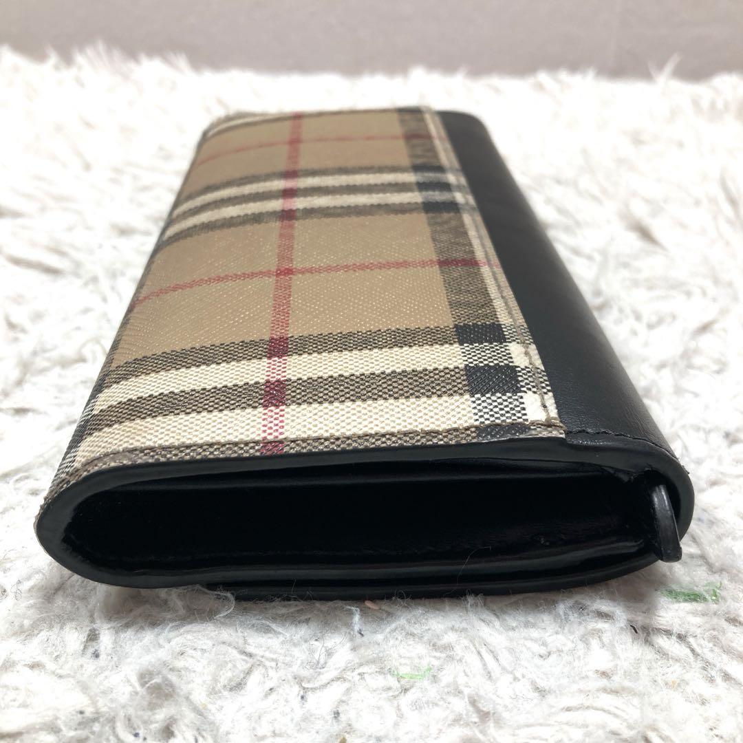 極美品 バーバリー 長財布 ハルトン ノバチェック ビンテージチェック レザー