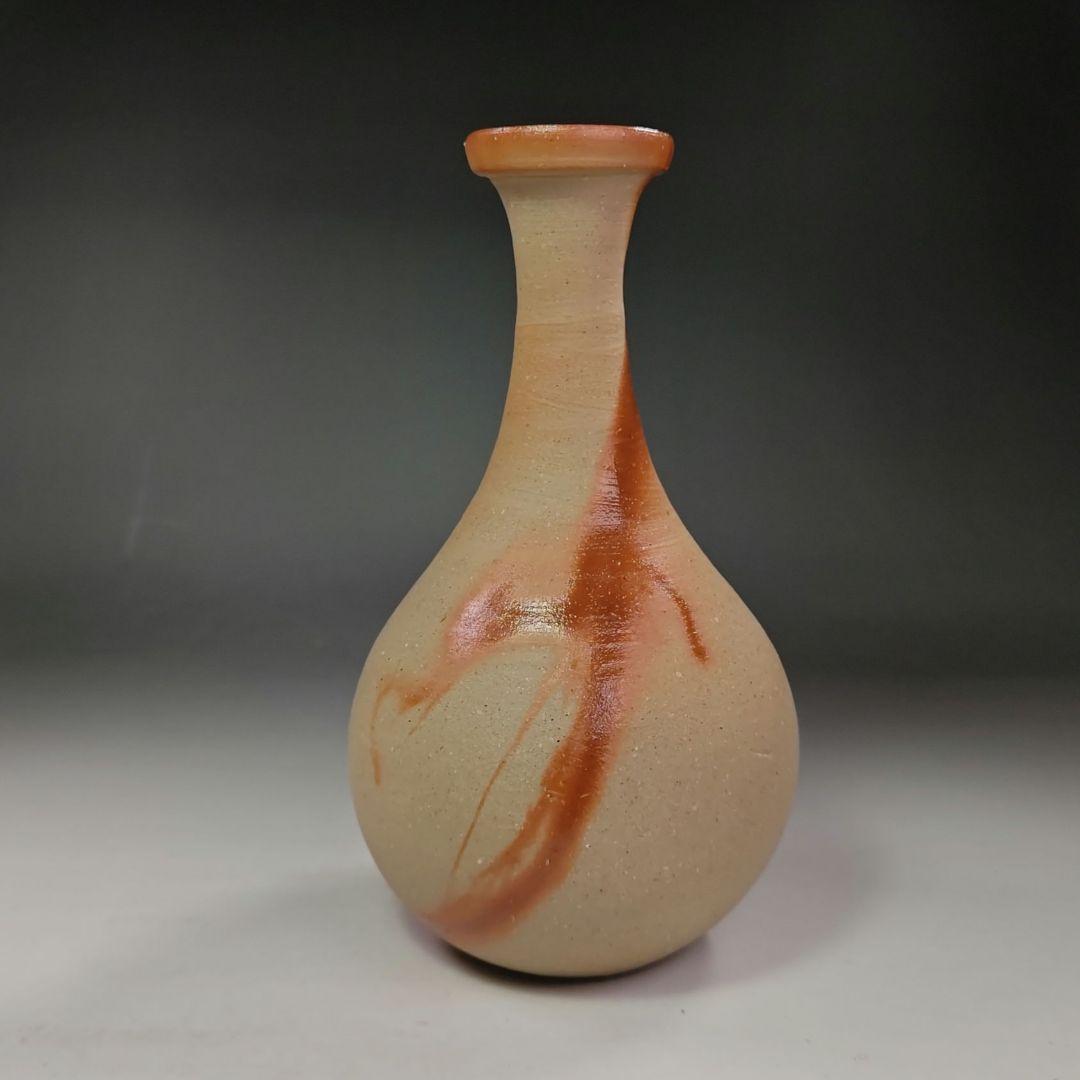 売れ筋商品 イ610 花瓶『伊勢崎卓』『備前 工芸品 共箱』茶道具 鶴首花入 緋襷 工芸品