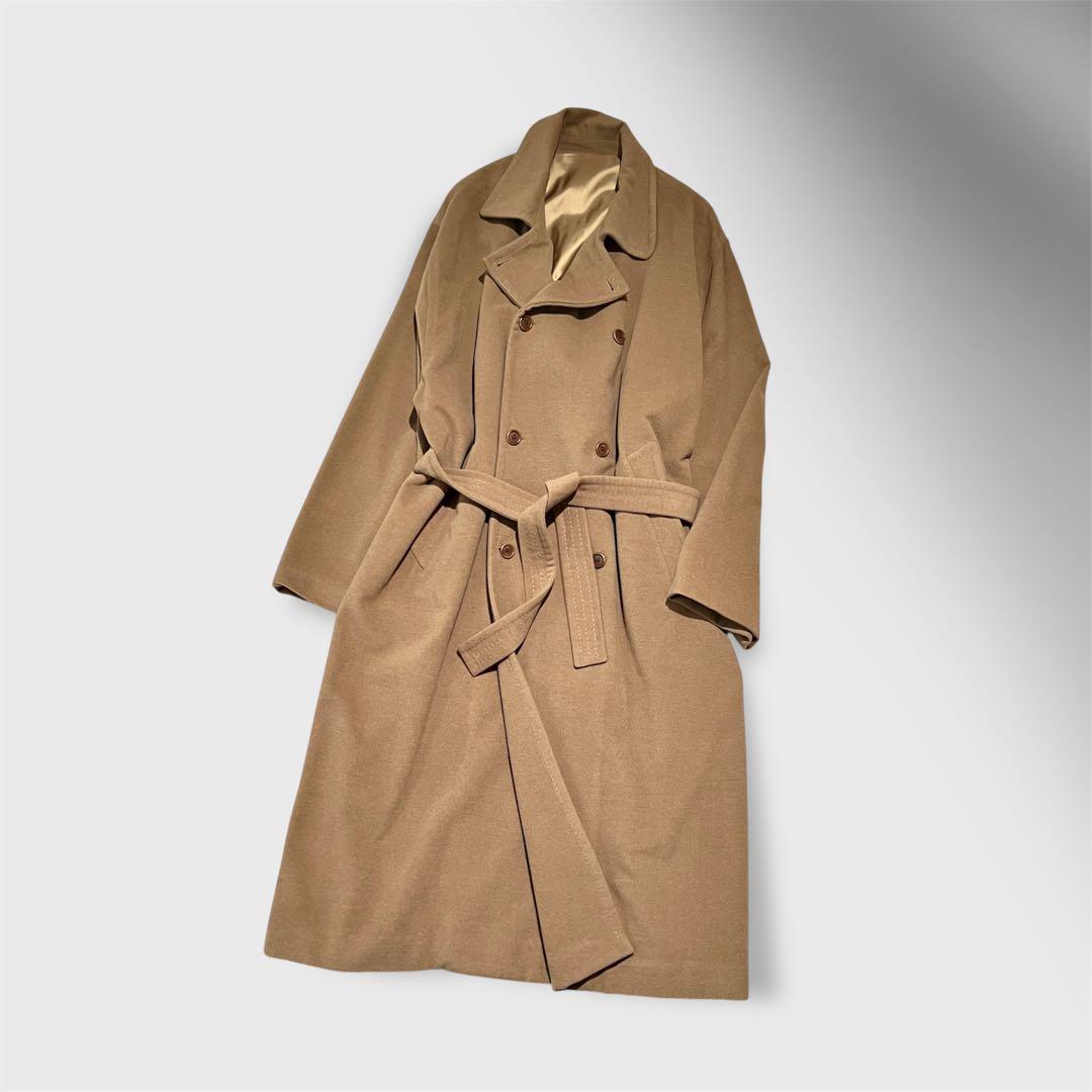 ヴィンテージ スペイン製 ウールアンゴラ ダブル コート ベージュ 古着XL LL VINTAGE