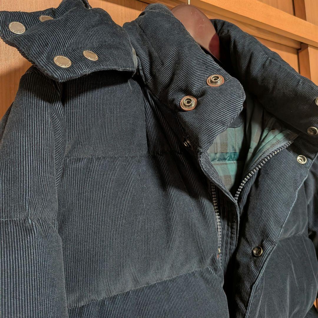 【美品】ラルフローレン　ダウンジャケット　ネイビー　コーデュロイ　裏地チェック