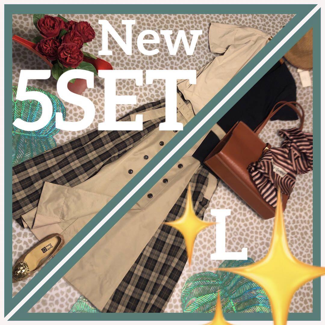 ♥️Lサイズ✴︎新品未使用5セット✴︎夏ロングスカートコーデ＆サンローランシルク