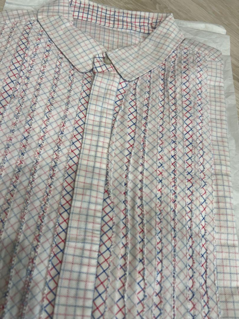 sacai チェック柄プリーツシャツ