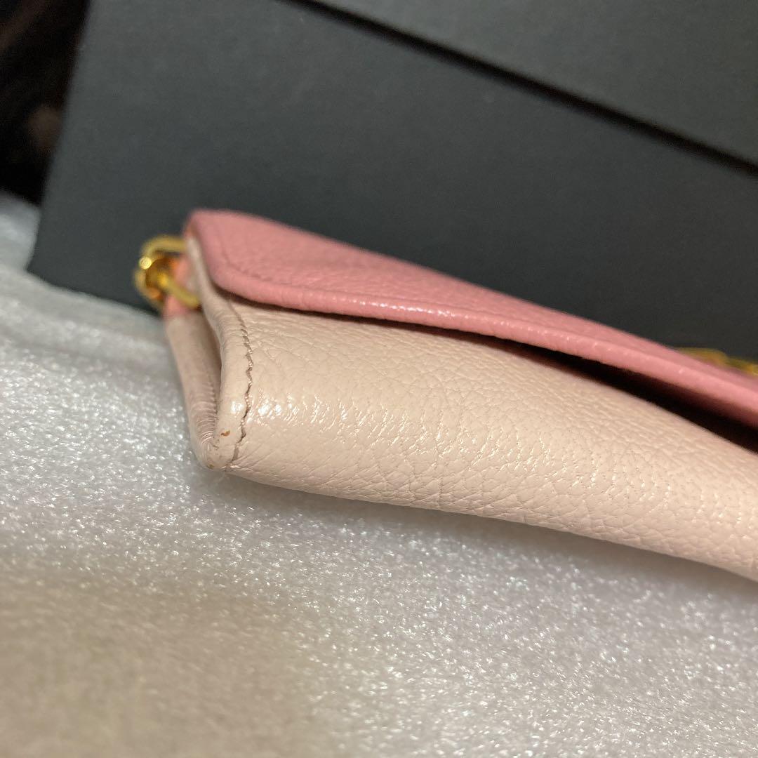 低価正規品 ミュウミュウ チェーン ウォレット 長財布 ショルダー クラッチ バイカラー PK5zn-m30907640163 正規品100%新品