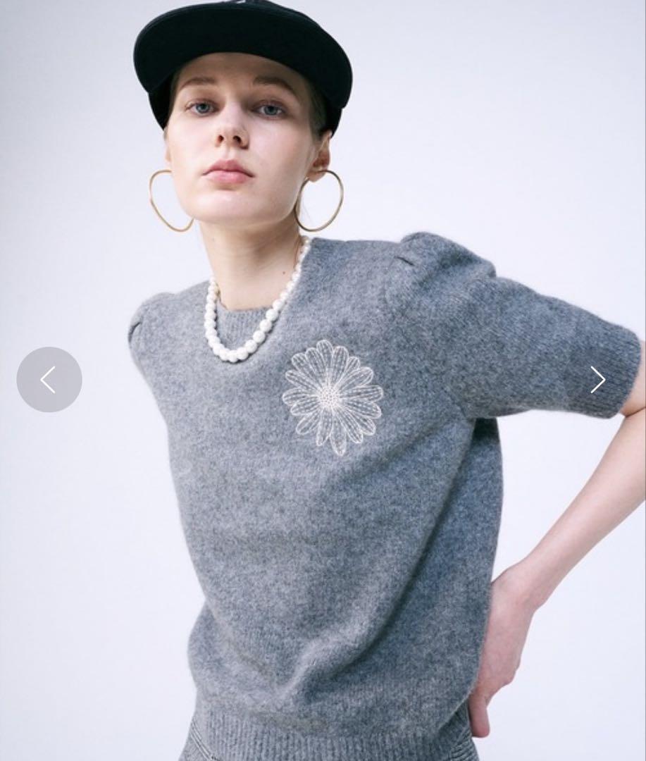 Mardi Mercredi スペード　半袖　ニット RACCOON BLENDED TOP SHORT SLEEVE SATIN SPADE（ニット