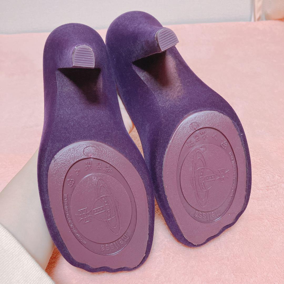 【未使用美品】メリッサ　猫足パンプス　パープル　紫　ゴールド　オーブ