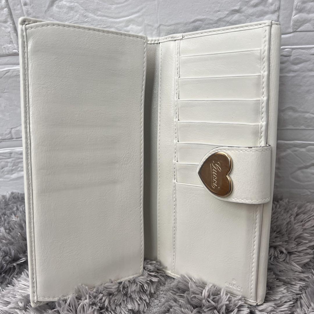 美品✨GUCCI 長財布　ラブリーハート　GGキャンバス ホワイト　レディース