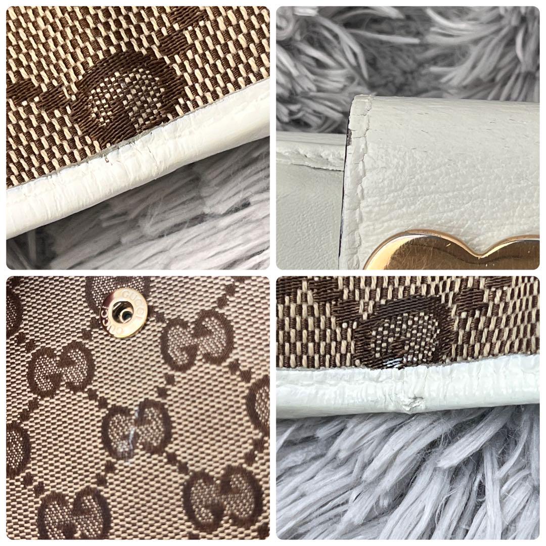 美品✨GUCCI 長財布　ラブリーハート　GGキャンバス ホワイト　レディース