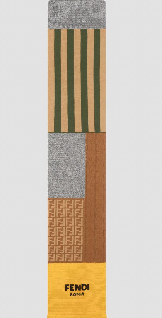 FENDI カシミア・ウール ロゴ刺繍マフラー フェンディ 画像2