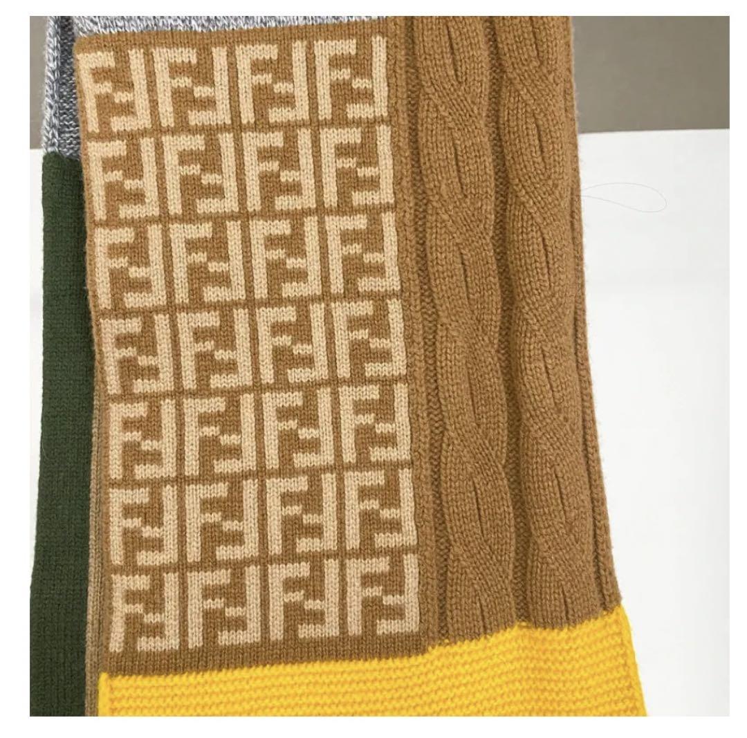 FENDI カシミア・ウール ロゴ刺繍マフラー フェンディ 画像6