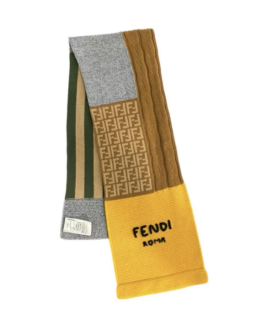 FENDI カシミア・ウール ロゴ刺繍マフラー フェンディ 画像8