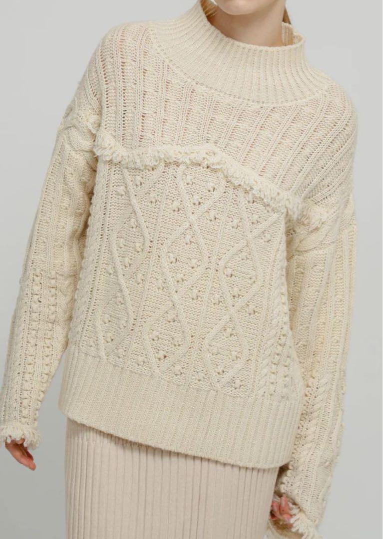 トップス eaphi MIX PATTERN OVER KNIT ivory - トップス