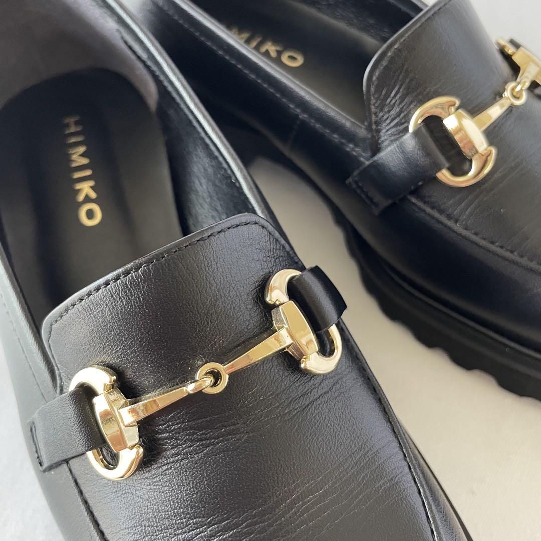 【美品 HIMIKO】トラックソール ビットローファー 22.5㎝ 日本製 黒