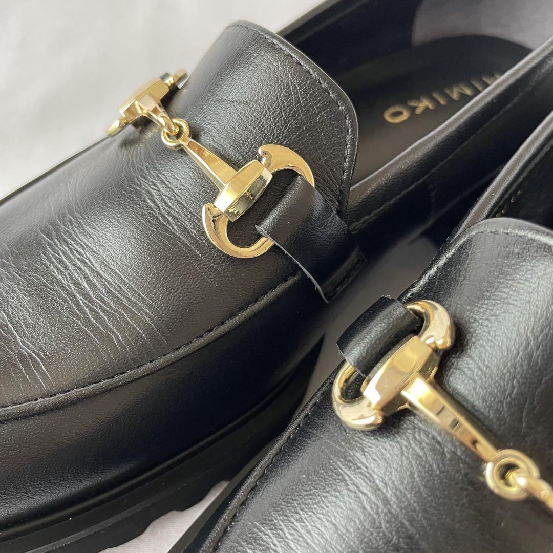 【美品 HIMIKO】トラックソール ビットローファー 22.5㎝ 日本製 黒