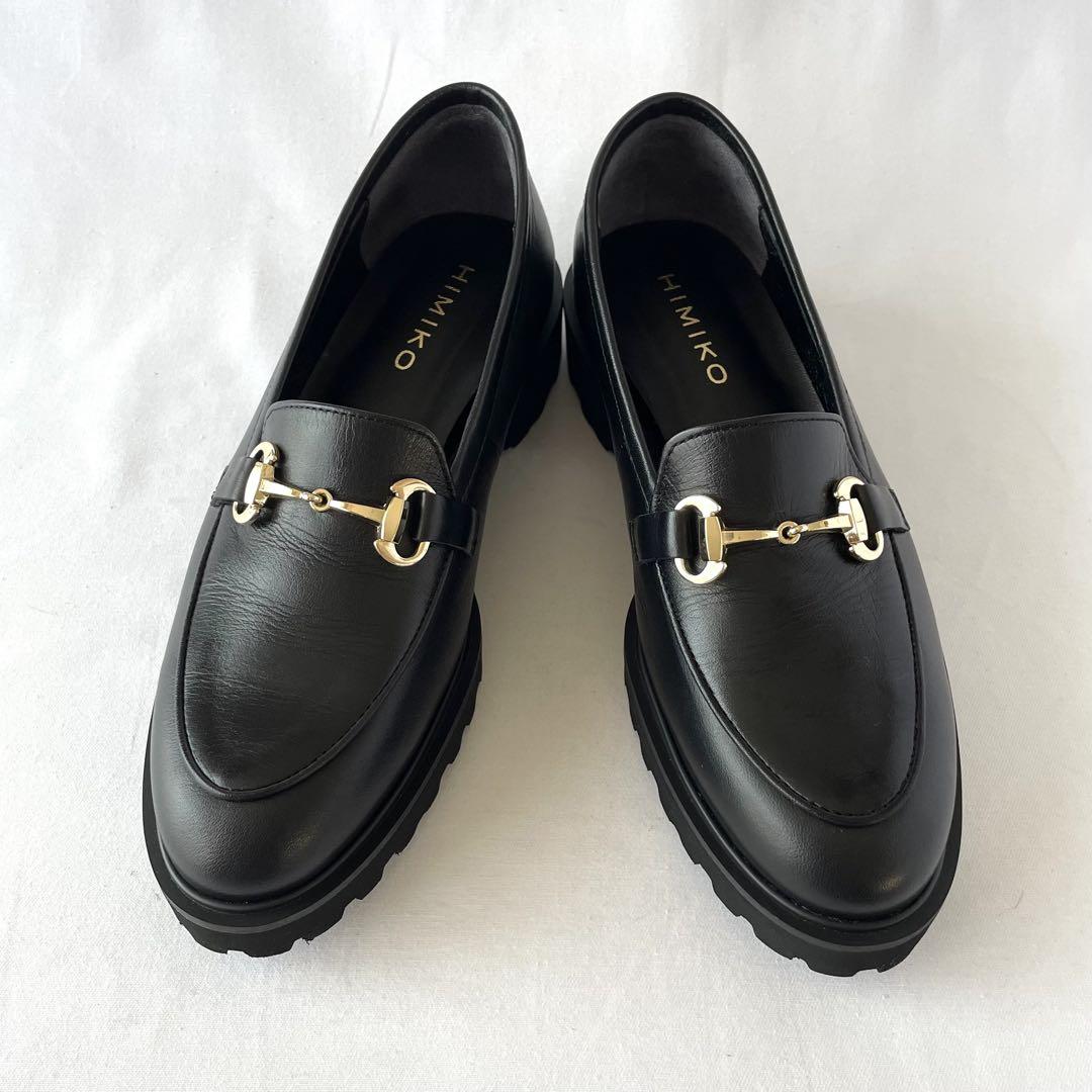 【美品 HIMIKO】トラックソール ビットローファー 22.5㎝ 日本製 黒