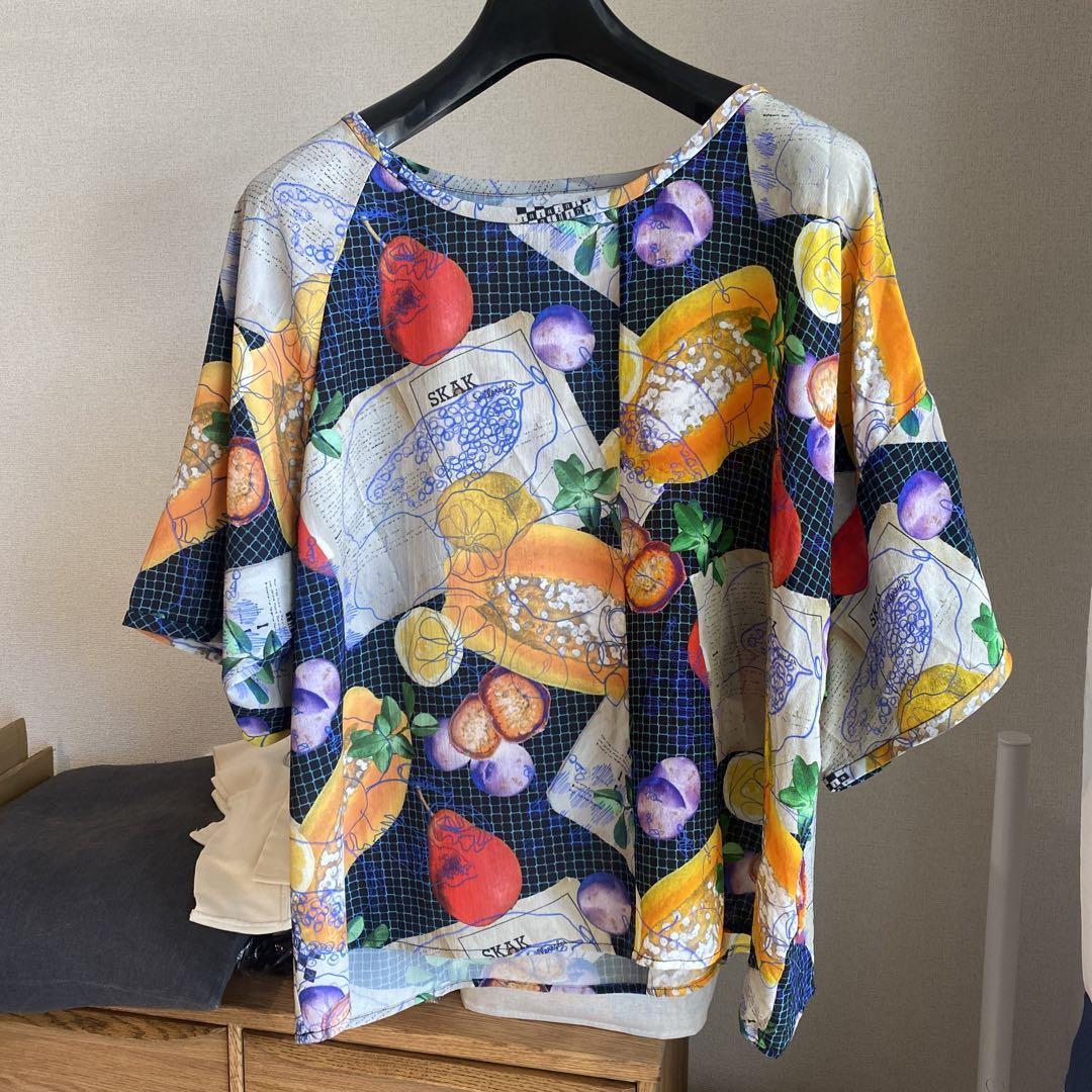 HENRIK VIBSKOV グラフィック 総柄 シルクTシャツ