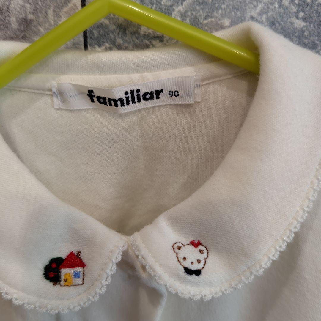familiar ノースリーブワンピース （グレー）ブラウス（白）サイズ90