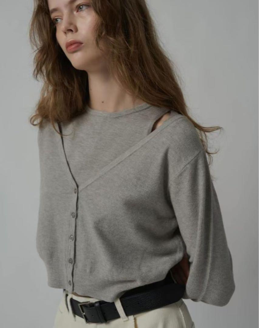 トップス slit tank stitch CD knit ensemble gray