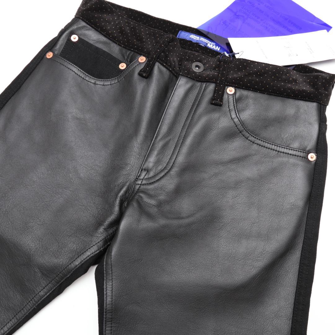 ジュンヤワタナベ マン 新品 21AW レザー切替ブラックデニムパンツ XS