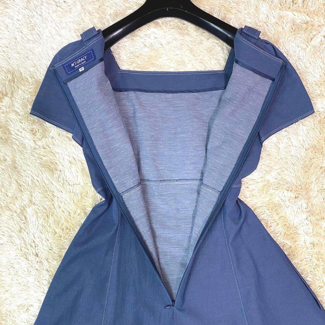 未使用級 現行タグ エムズグレイシー ロングワンピース 肩リボン