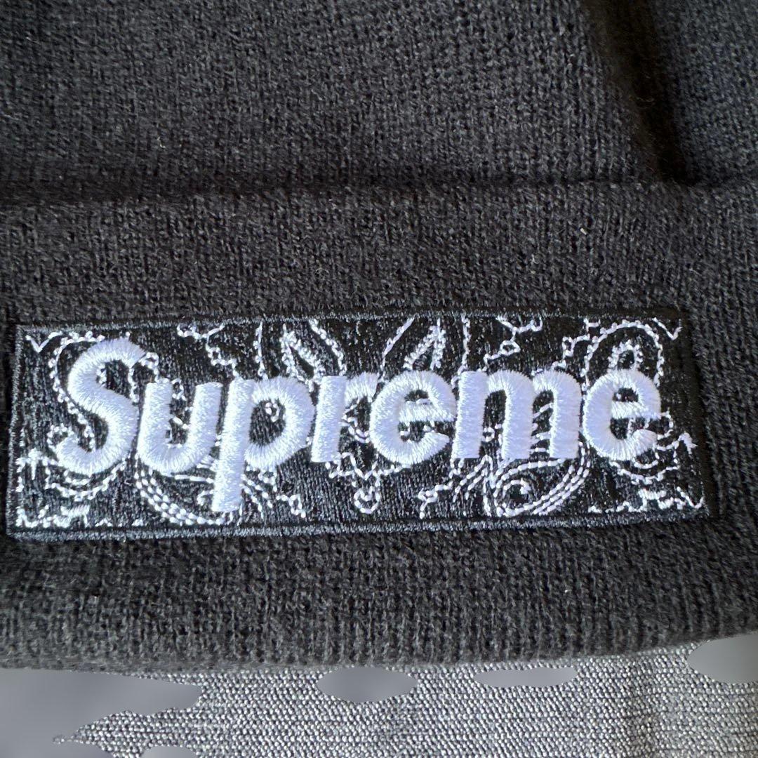 売れ筋介護用品も！ boxロゴペイズリー Supreme ニットキャップ ペイズリー ビーニー 帽子