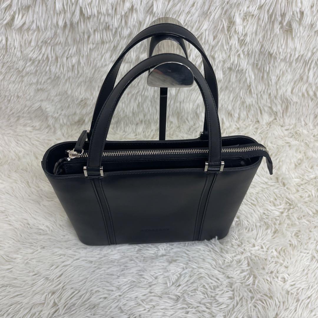 極美品✨ BURBERRY ハンドバッグ レザー ノバチェック ブラック バーバリー ハンドバッグ バック ノバチェック ブラック レザー