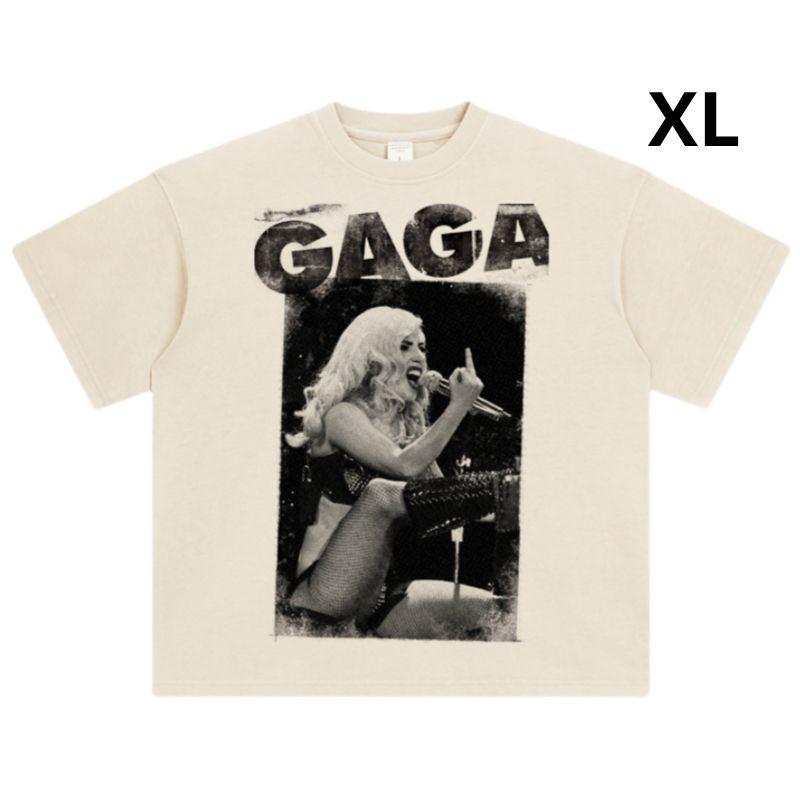 レディー ガガ Lady Gaga ベージュ コットン 半袖 Tシャツ XL