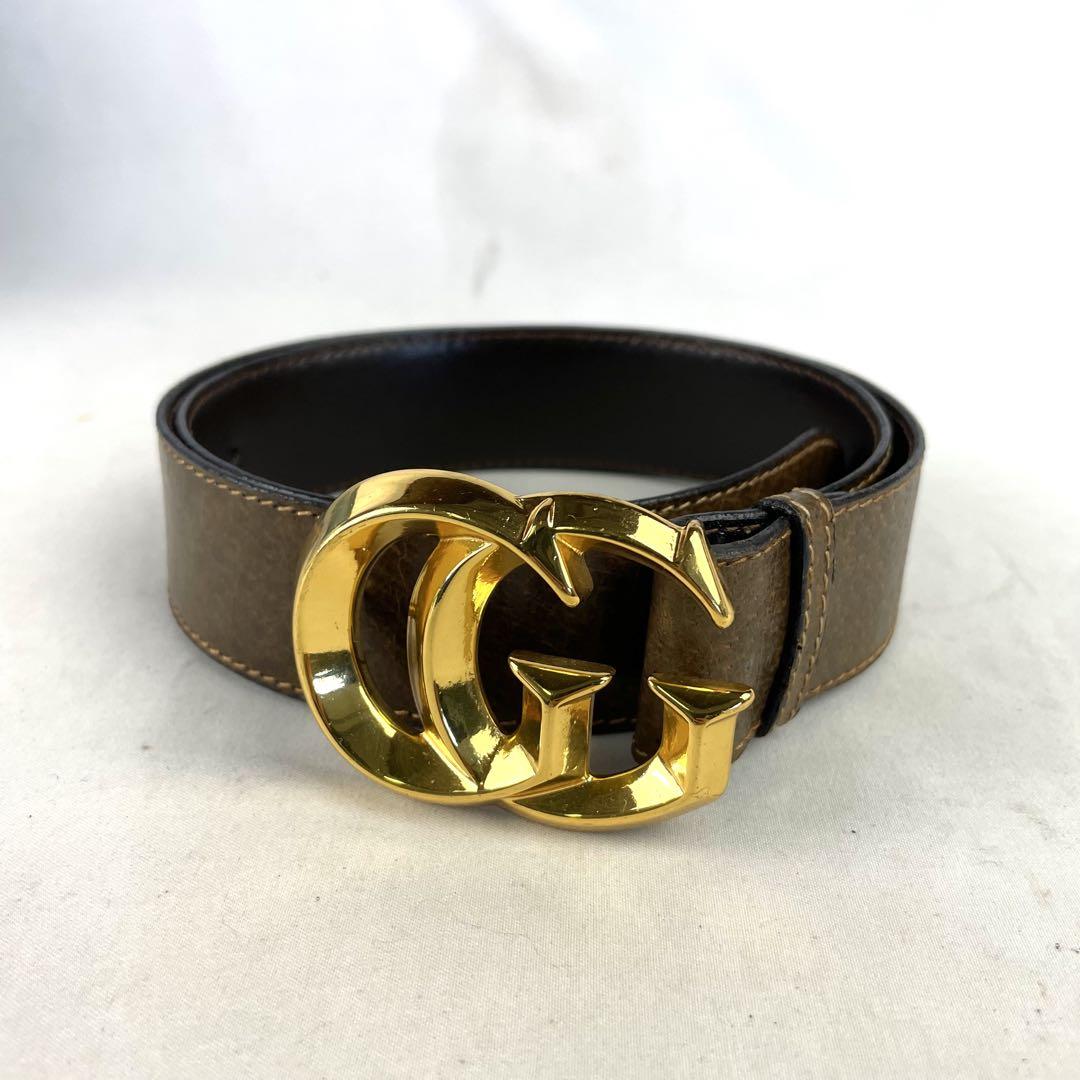 Gucci ベルトゴールド GUCCI オールドグッチ ベルト GG ゴールド バックル レザー