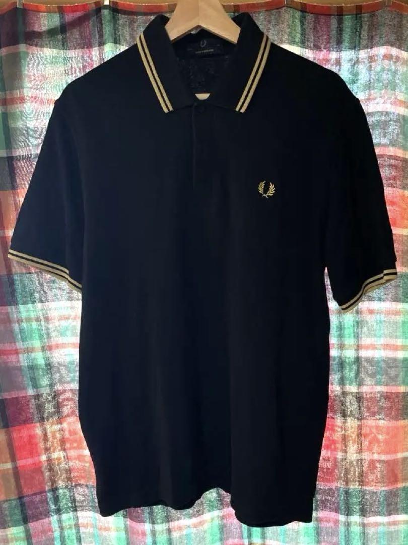美品 フレッドペリー FRED PERRY XL 黒金 ポロシャツ 英国製