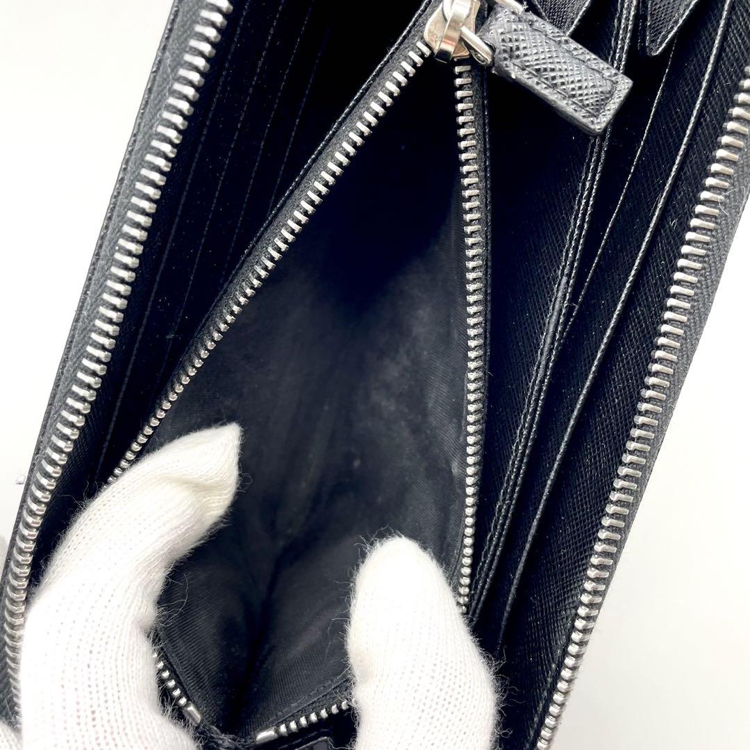 PRADA プラダ 長財布 サフィアーノ トライアングル ブラック