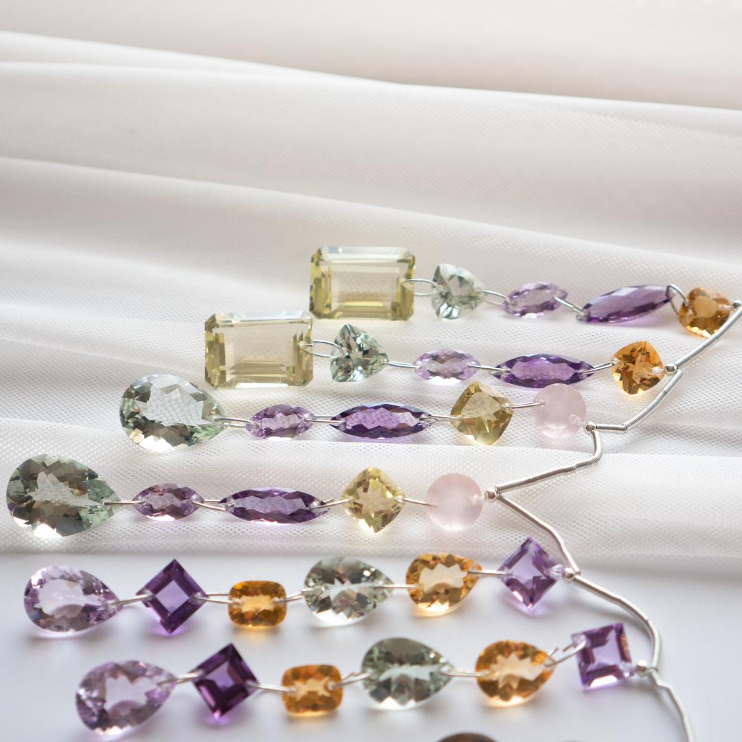 【TB】ハイクオリティ bijoux ミックスシェイプ&カット ビーズ 1連 - 3