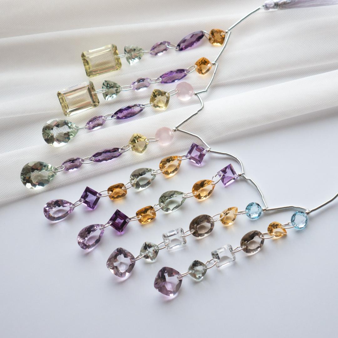 【TB】ハイクオリティ bijoux ミックスシェイプ&カット ビーズ 1連 - 4
