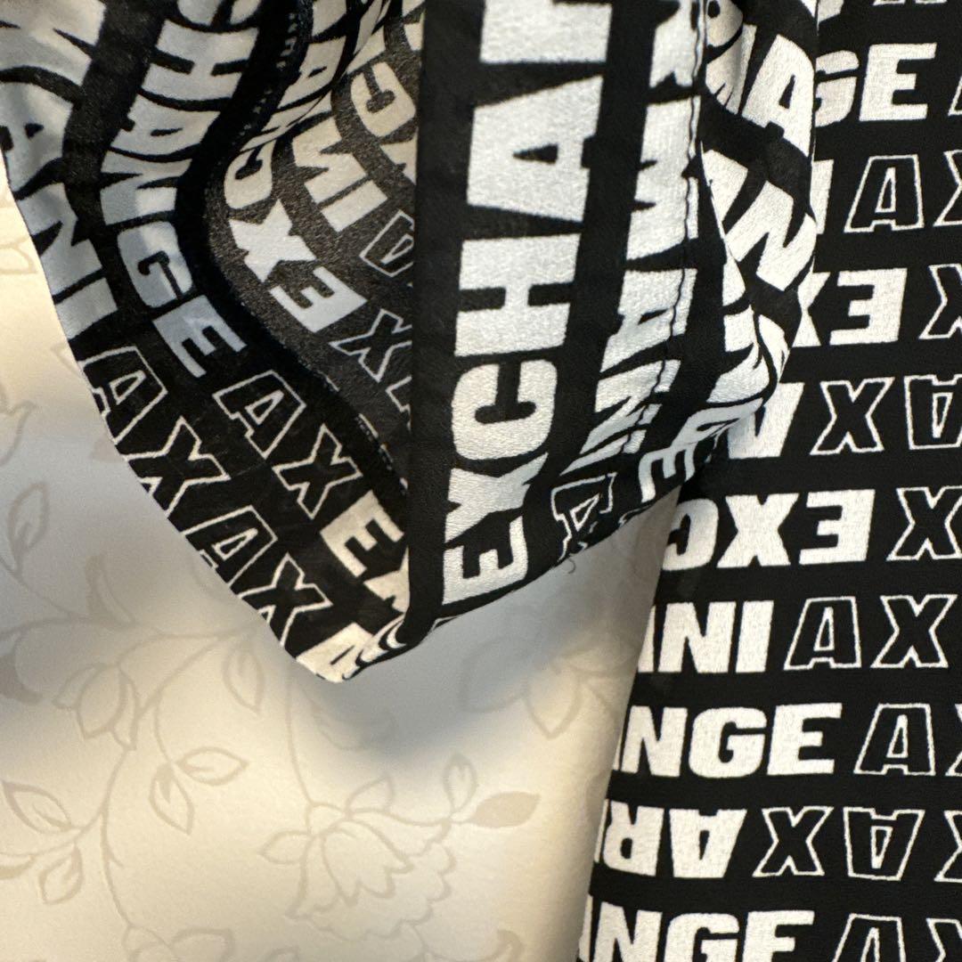 送料関税込み☆ARMANI EXCHANGE ロゴ メタリック ワンピース Armani Exchange ロゴプリント ワンピース M 黒と白