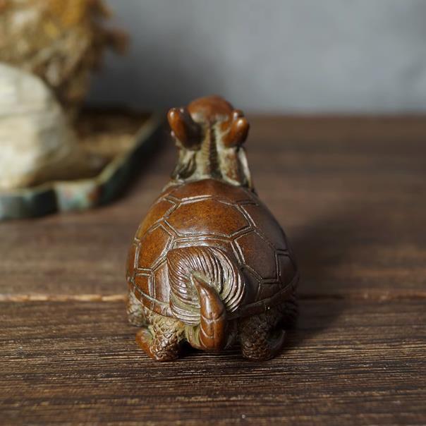 誠実 蓋置 茶玩 竜亀 長寿亀 銅細工 文鎮 置物 美術品 工芸品 装飾品 工芸品