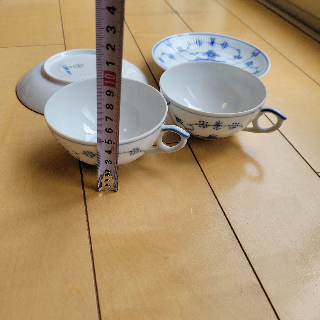 ロイヤルコペンハーゲン①ブルーフルーテッドティーカップ・ソーサー 2個セット