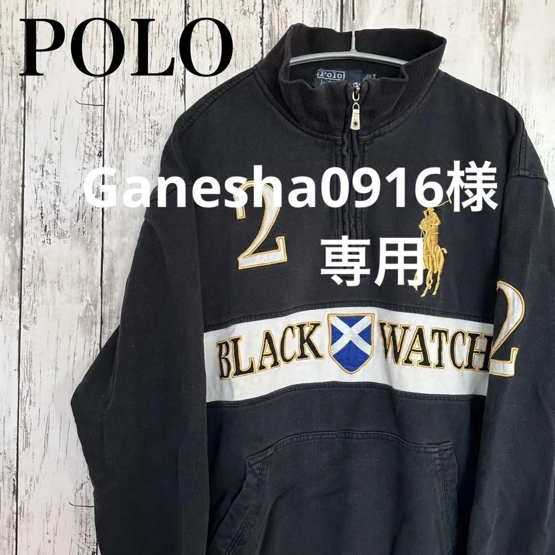 【USED】POLO  ラルフローレン ハーフジップ スウェット XL 黒