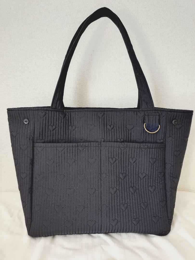 ハンドメイド☆ポリエステルハート刺繍ヌビバッグ M ブルー
