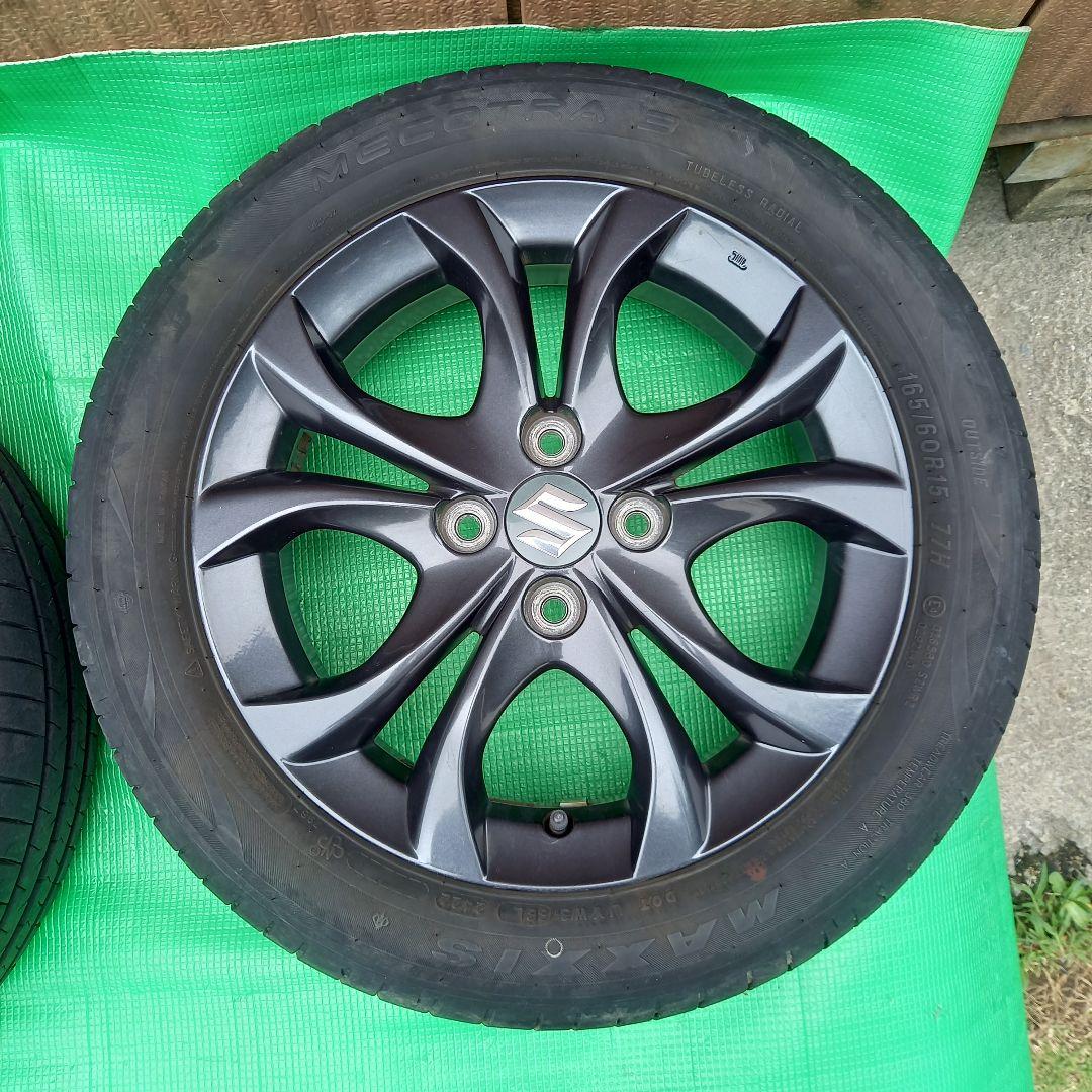 ②スズキ純正 ソリオ 15インチ アルミホイール 2本 タイヤ165/60R15