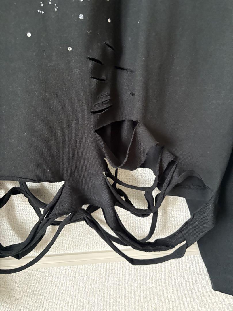 GRANCY ラインストーンデザイン グラフィックダメージ ロンT