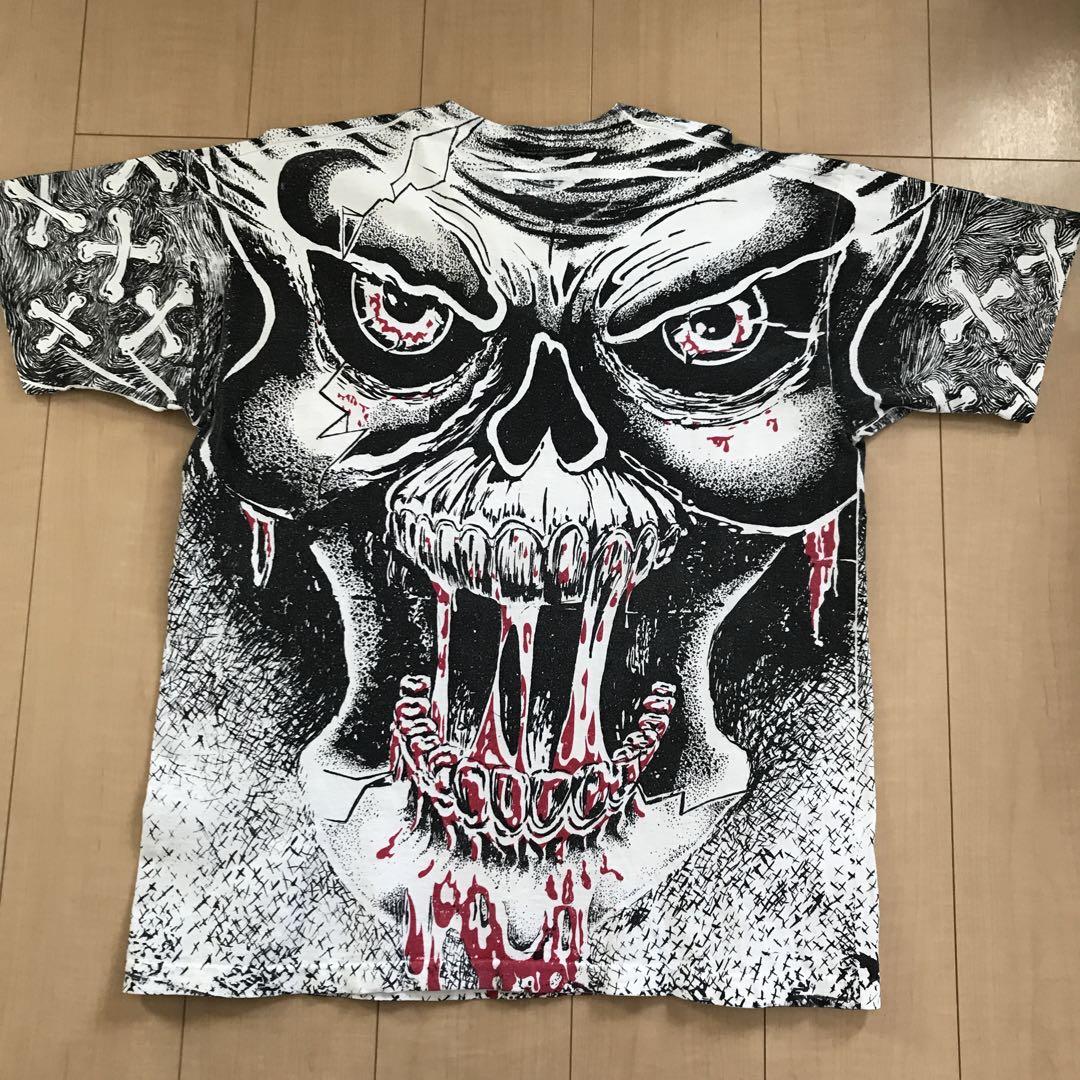 011 総柄 スカル ドクロ 90年代ヴィンテージ Tシャツ ボーンズ