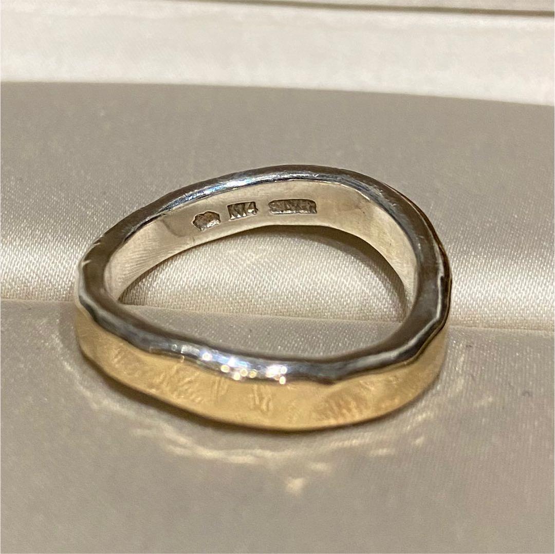 市松 2連リング 14k ゴールド シルバー リング 波型 | www.andreferes