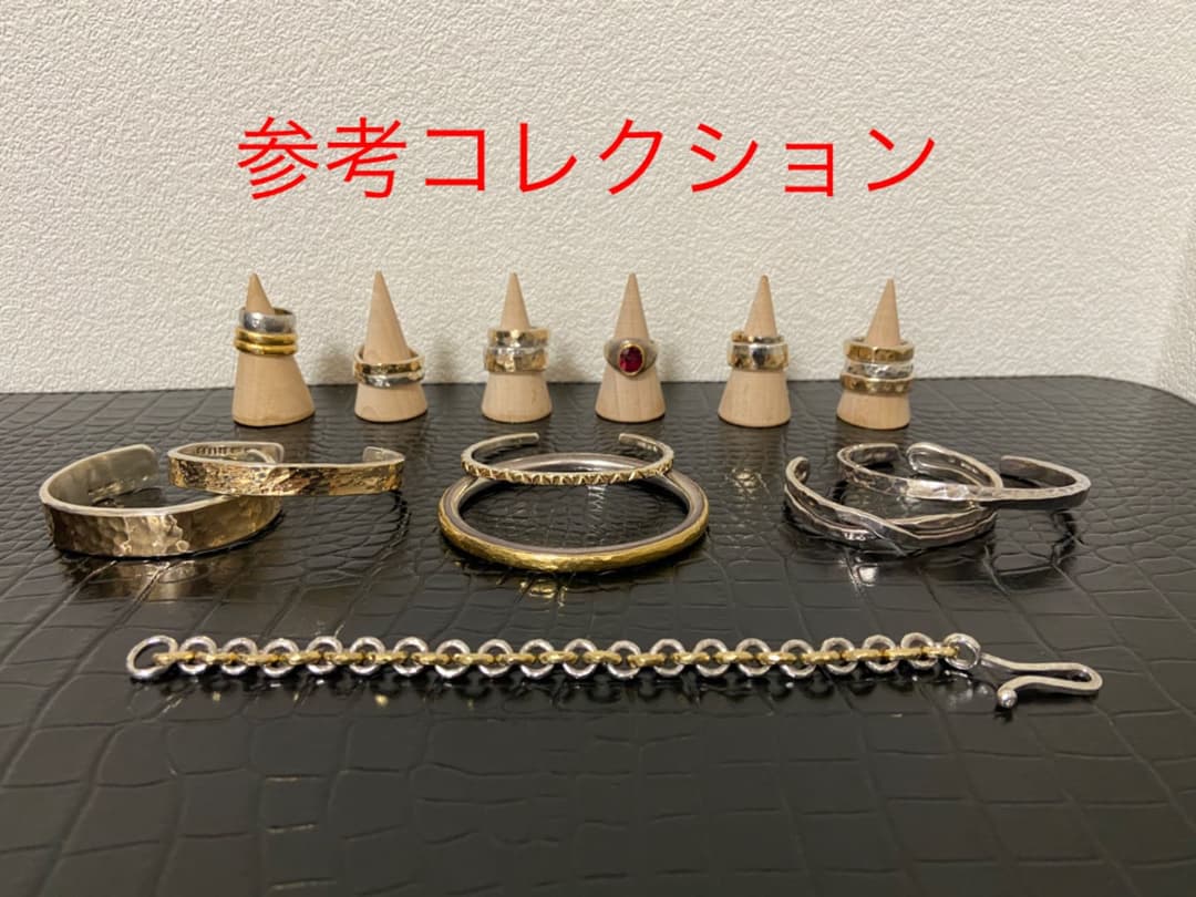 市松 2連リング 14k ゴールド シルバー リング 波型 - www