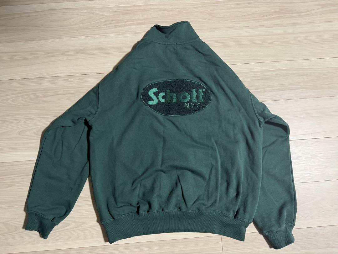 【定価14300円】schott ハーフジップパーカー　グリーン