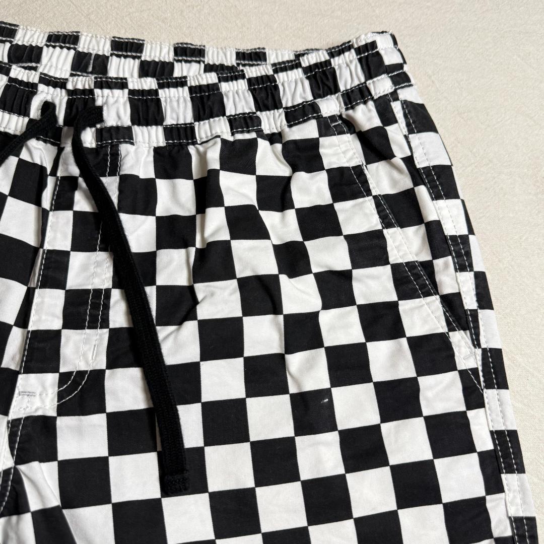 希少 VANS チェック フラッグ柄 ショートパンツ 白×黒 木村拓哉