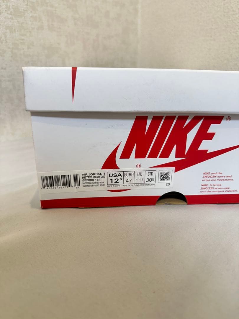 美品NIKE エアジョーダン1 High OG ヘリテージ 30.5cm 白/赤 美品NIKE エアジョーダン1 High OG ヘリテージ 30.5cm 白/赤