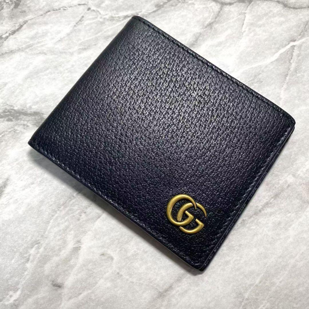 ☆美品☆ GUCCI グッチ 二つ折り財布 レザー GGマーモント 中古・古着通販】GUCCI (グッチ) 2つ折り財布 GGマーモント