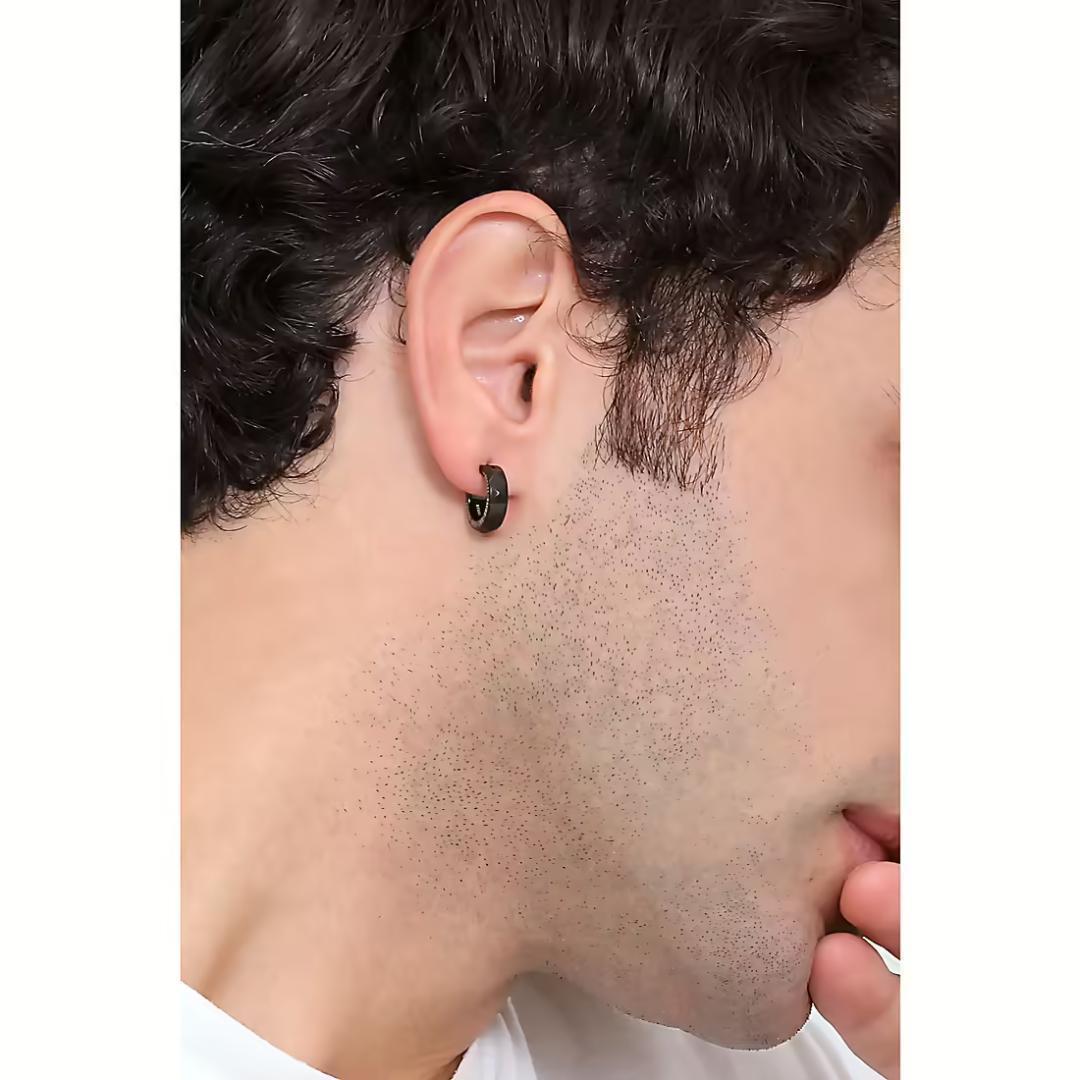 新品　DIESEL　ブラックフープピアス リングピアス　片耳用