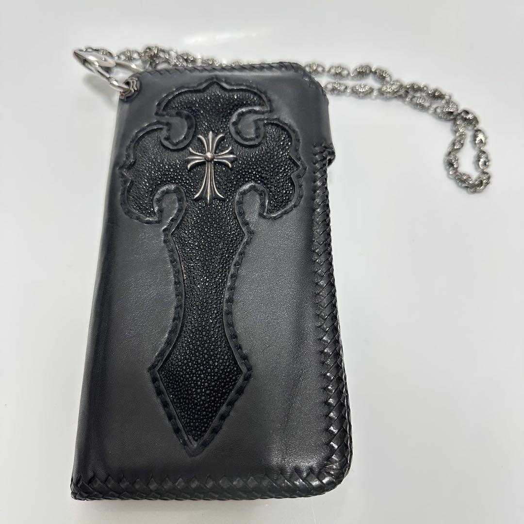 スティングレイ クロス シルバー925 バイカーズウォレット スティングレイ 三つ折り財布 シルバー925 ウォレットチェーン