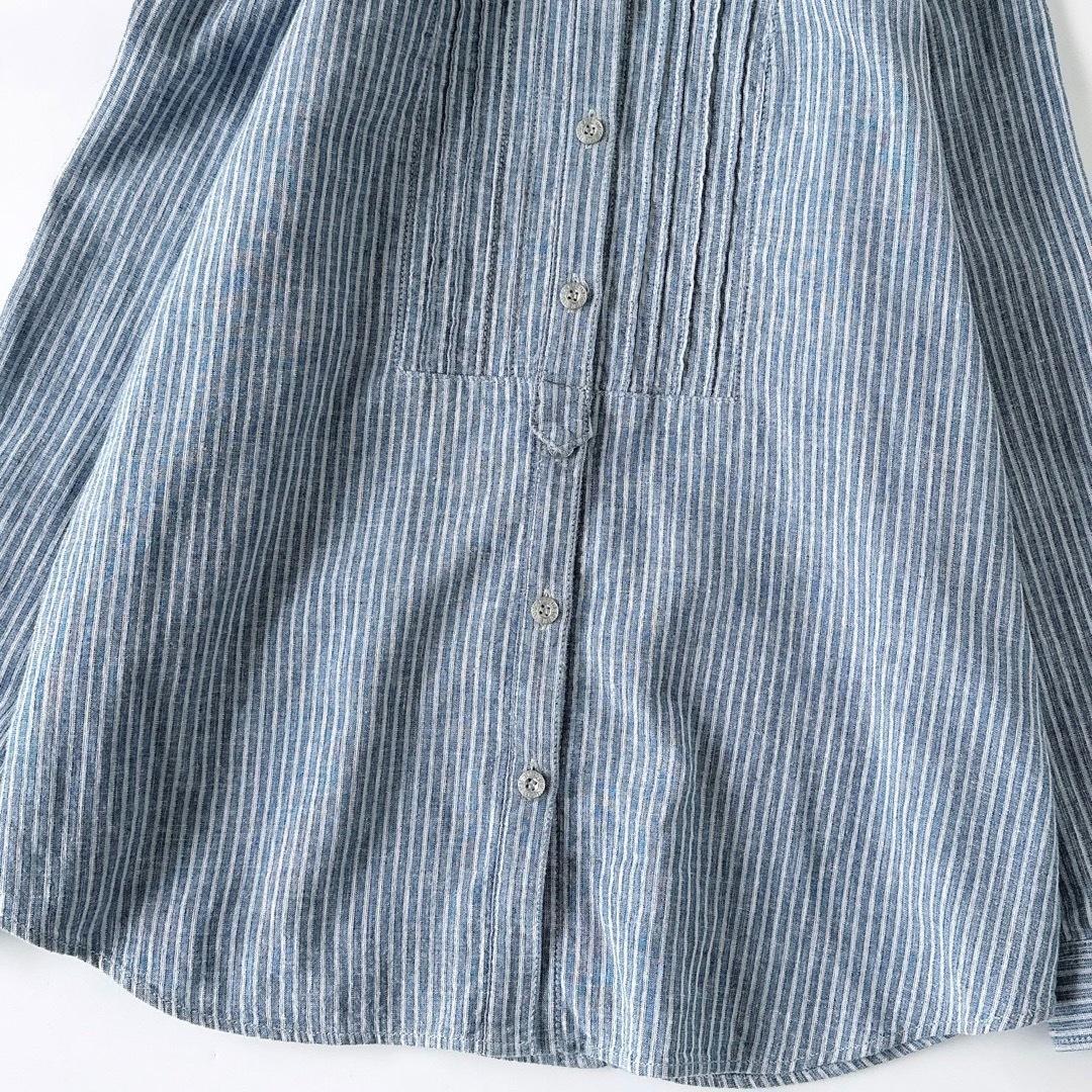 大きいサイズ13♪ レリアン ピンタック ストライプ 綿麻混 長袖