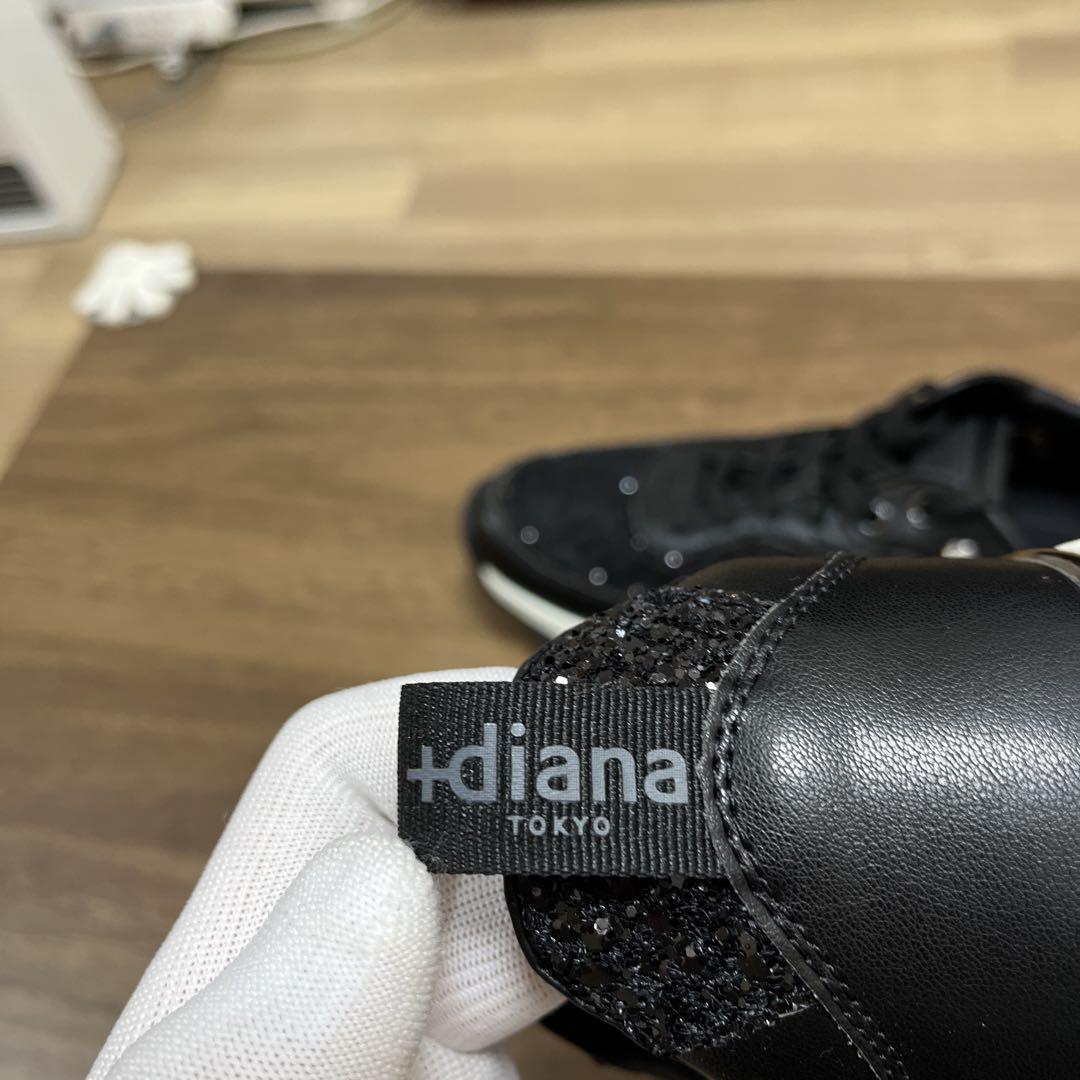 プラスダイアナ ＋diana レースチュールスニーカー （黒メッシュ